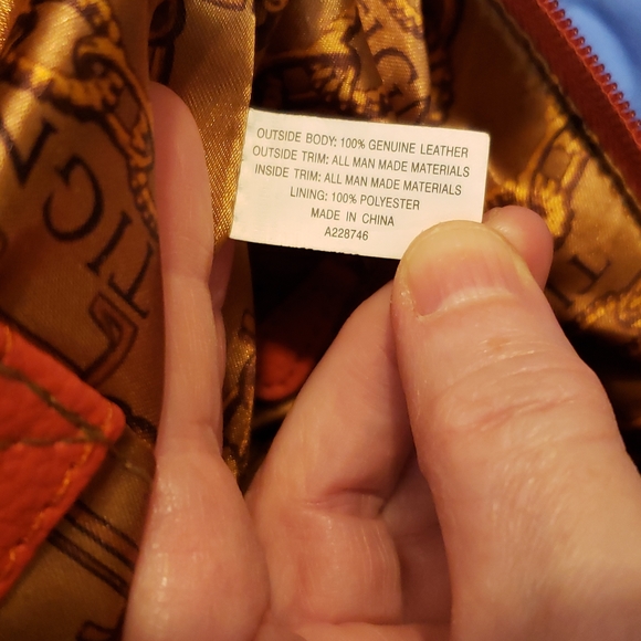 Orange leather Tignanello 12" X 9" purse with 18" adjustable strap (c1) - Picture 9 of 14